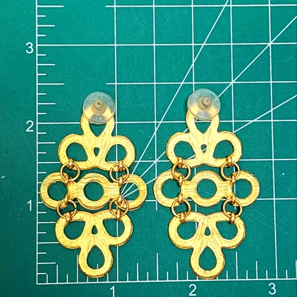 Gold Tone Dangle Pierced Earrings - Picture 4 of 7